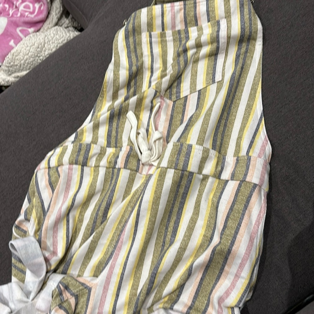 Striped shorts overalls